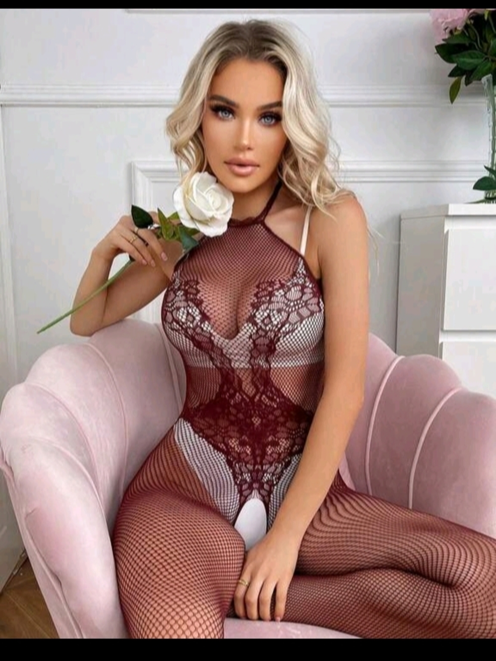 Sexy Burgundy Mesh Bodysuit NWT